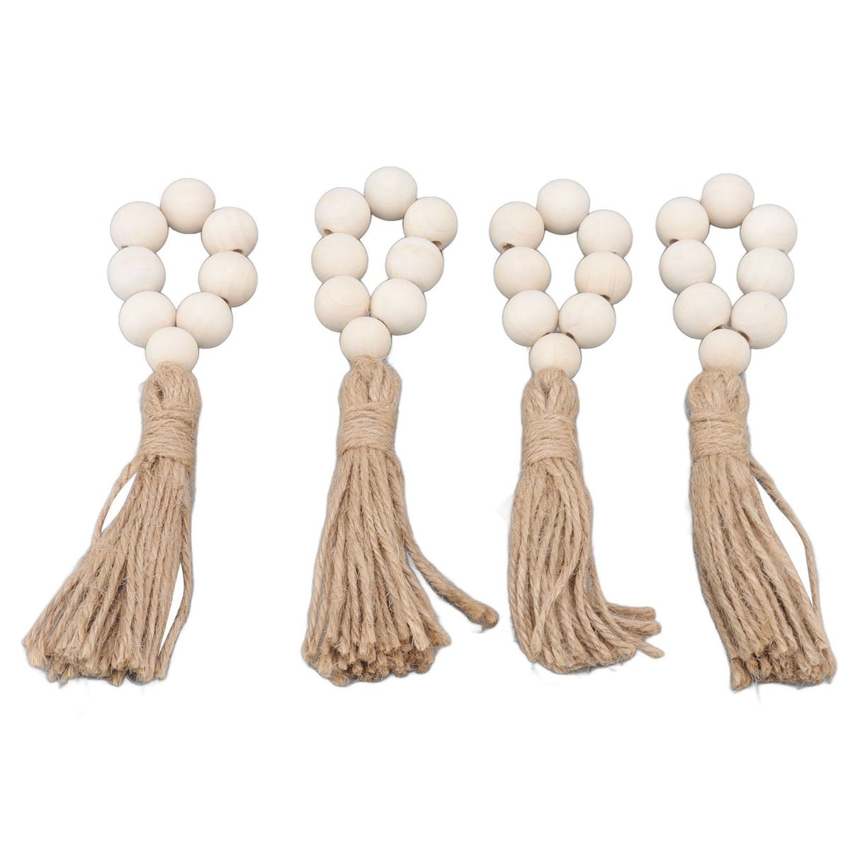 Napkin Ring Decorative Elegant Wood Beads Table Napkin Holder with Tassels for Party Wedding Home 4pcs