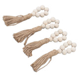 Napkin Ring Decorative Elegant Wood Beads Table Napkin Holder with Tassels for Party Wedding Home 4pcs