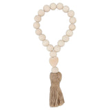 Farmhouse Beads Natural Hand Made DIY Multipurpose Wood Beads Garland with Tassels for Farmhouse Boho Country Decor
