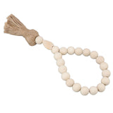 Farmhouse Beads Natural Hand Made DIY Multipurpose Wood Beads Garland with Tassels for Farmhouse Boho Country Decor