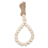 Farmhouse Beads Natural Hand Made DIY Multipurpose Wood Beads Garland with Tassels for Farmhouse Boho Country Decor