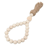 Farmhouse Beads Natural Hand Made DIY Multipurpose Wood Beads Garland with Tassels for Farmhouse Boho Country Decor