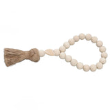 Farmhouse Beads Natural Hand Made DIY Multipurpose Wood Beads Garland with Tassels for Farmhouse Boho Country Decor - Rear View