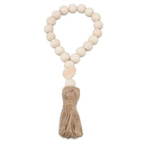 Farmhouse Beads Natural Hand Made DIY Multipurpose Wood Beads Garland with Tassels for Farmhouse Boho Country Decor