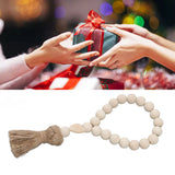 Farmhouse Beads Natural Hand Made DIY Multipurpose Wood Beads Garland with Tassels for Farmhouse Boho Country Decor