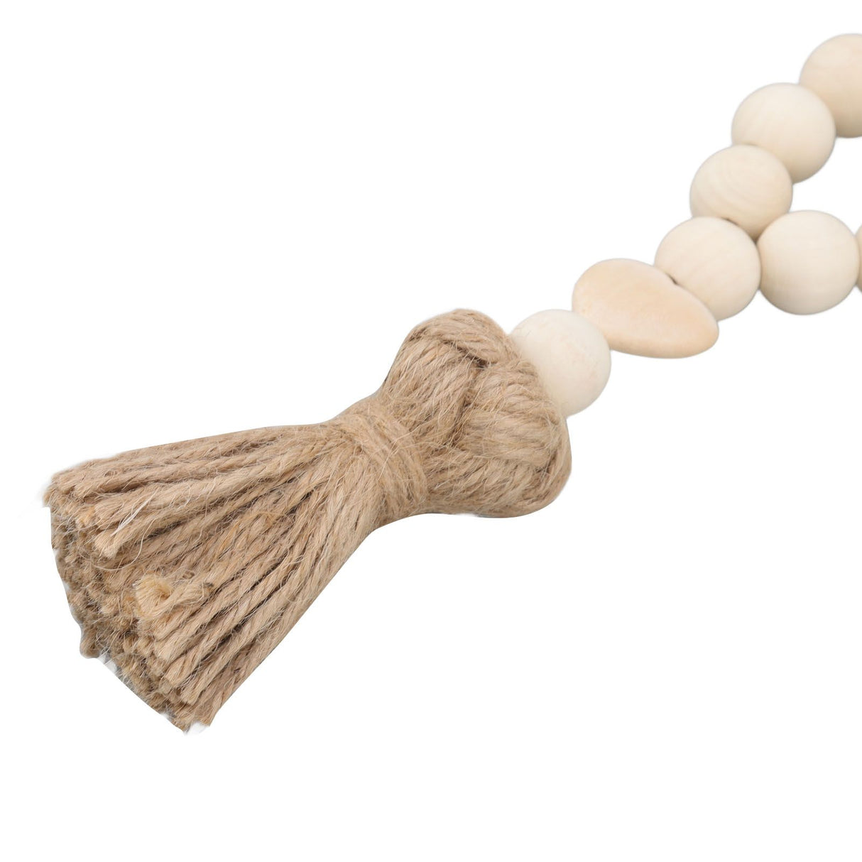 Farmhouse Beads Natural Hand Made DIY Multipurpose Wood Beads Garland with Tassels for Farmhouse Boho Country Decor