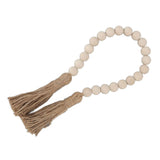 Natural Wood Bead Garland Hand Made Wall Hanging Bead Decoration with Tassels for Gifts Ornaments