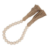 Natural Wood Bead Garland Hand Made Wall Hanging Bead Decoration with Tassels for Gifts Ornaments - Extra Image