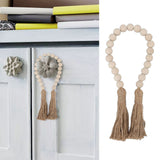 Natural Wood Bead Garland Hand Made Wall Hanging Bead Decoration with Tassels for Gifts Ornaments