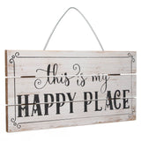 Decorative Wooden Sign Novel Waterproof Table Sign Hanging Decoration with Happy Place for Courtyard - Side View