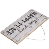 Decorative Wooden Sign Novel Waterproof Table Sign Hanging Decoration with Happy Place for Courtyard - Rear View