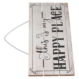Decorative Wooden Sign Novel Waterproof Table Sign Hanging Decoration with Happy Place for Courtyard - Close-Up Angle