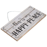 Decorative Wooden Sign Novel Waterproof Table Sign Hanging Decoration with Happy Place for Courtyard