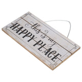 Decorative Wooden Sign Novel Waterproof Table Sign Hanging Decoration with Happy Place for Courtyard