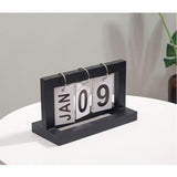 Wooden Desk Calendar Flip Chart Page Turning Calendar Reusable Home Calendar Ornament Black