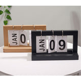 Wooden Desk Calendar Flip Chart Page Turning Calendar Reusable Home Calendar Ornament Black