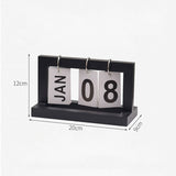 Wooden Desk Calendar Flip Chart Page Turning Calendar Reusable Home Calendar Ornament Black - Side View