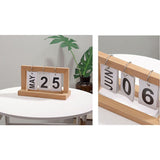 Wooden Desk Calendar Flip Chart Page Turning Calendar Reusable Home Calendar Ornament Wood Color - 45-Degree Angle