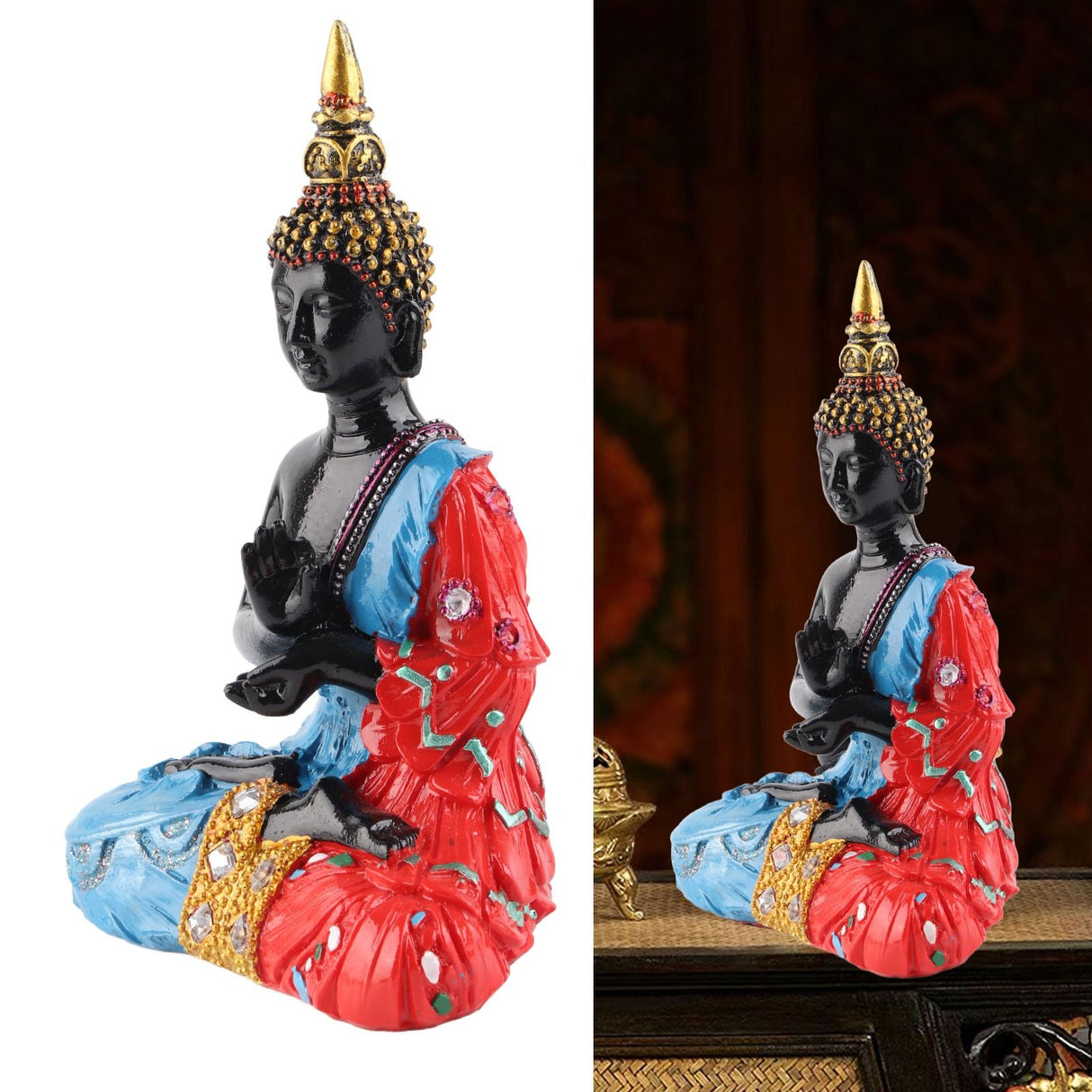 Thai Reclining Buddha Statue Ornament Positive Energy Handcrafted Resin Buddhist Figurine for Home Decoration