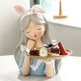Entrance Storage Decoration Girl Sculptures Porch Decor Tray for Living Study Bedroom Rabbit Ears Girl