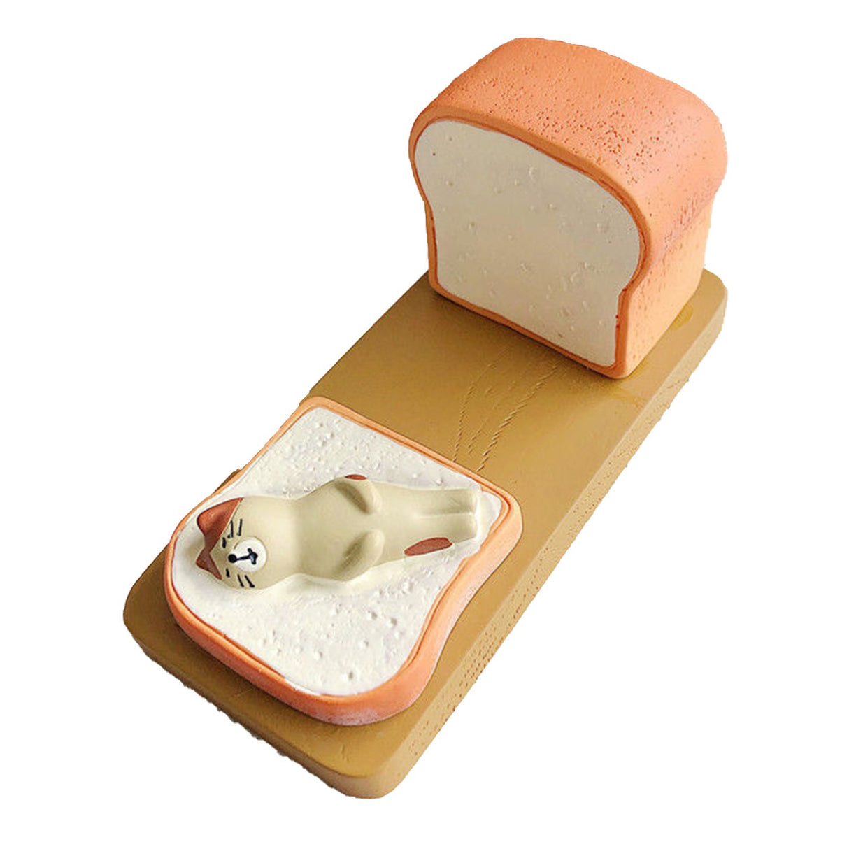 Toast Tablet Stand Holder Resin Cute Fun Desktop Cell Phone Stand Holder for Watching Dramas Square Toast Cat Holder