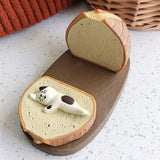 Toast Tablet Stand Holder Resin Cute Fun Desktop Cell Phone Stand Holder for Watching Dramas Round Toast Cat Holder - Front View