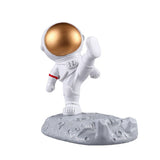 Cute Cartoon Cell Phone Stand Synthetic Resin Desktop Astronaut Ornament for Home Office Car Decor Kung Fu Astronaut Cell Phone Bracket (Gold)