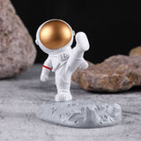 Cute Cartoon Cell Phone Stand Synthetic Resin Desktop Astronaut Ornament for Home Office Car Decor Kung Fu Astronaut Cell Phone Bracket (Gold)