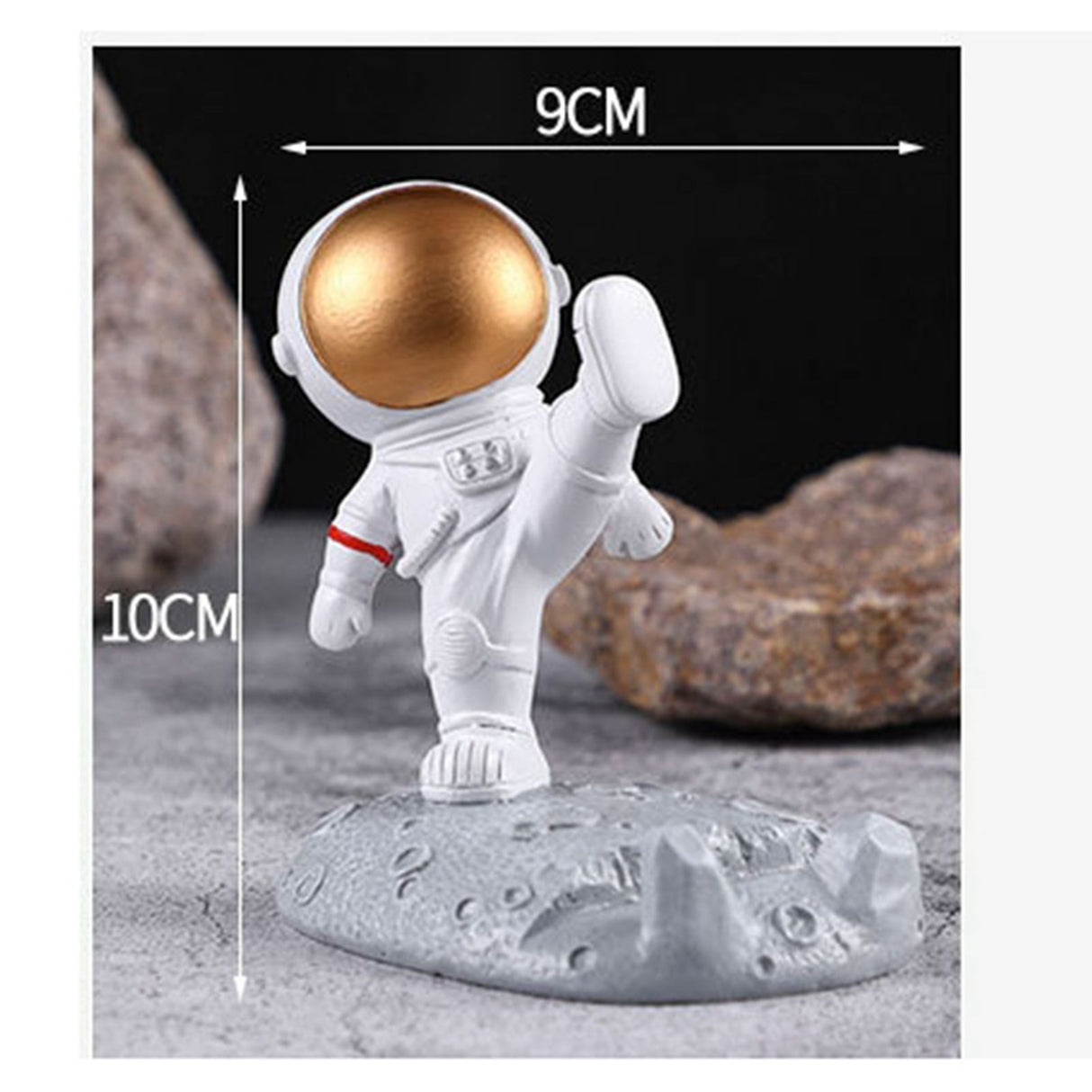 Cute Cartoon Cell Phone Stand Synthetic Resin Desktop Astronaut Ornament for Home Office Car Decor Kung Fu Astronaut Cell Phone Bracket (Gold)