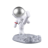 Cute Cartoon Cell Phone Stand Synthetic Resin Desktop Astronaut Ornament for Home Office Car Decor Kung Fu Astronaut Cell Phone Bracket (Silver)