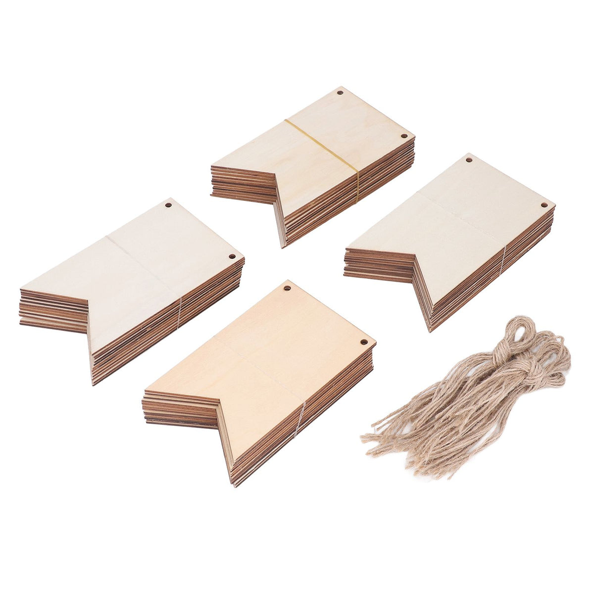 48Pcs Unfinished Hanging Wood Sign Poplar Plywood Blank Wooden Plaque with Ropes for Pyrography Painting Writing