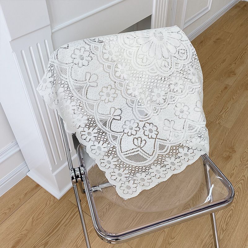 Lace Tablecloth Hollow Pattern Soft Comfortable Simple Lace Decorative Background Cloth for Home Cafe White Lace 90x90cm