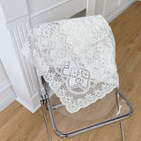 Lace Tablecloth Hollow Pattern Soft Comfortable Simple Lace Decorative Background Cloth for Home Cafe White Lace 90x90cm - Front View