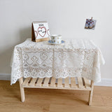 Lace Tablecloth Hollow Pattern Soft Comfortable Simple Lace Decorative Background Cloth for Home Cafe White Lace 90x90cm - Close-Up Angle