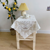 Lace Tablecloth Hollow Pattern Soft Comfortable Simple Lace Decorative Background Cloth for Home Cafe White Lace 120x120cm