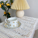 Lace Tablecloth Hollow Pattern Soft Comfortable Simple Lace Decorative Background Cloth for Home Cafe White Lace 120x120cm