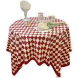 Checkerboard Tablecloth Vintage Grid Simple Practical Table Cover for Rectangular Round Table Coffee Table Red Grid 100x150cm