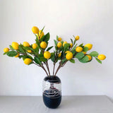 Artificial Lemon Branch 65cm Yellow Lemon Long Branches Leaves Green Plant for Living Room Model Room Decoration