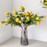 Artificial Lemon Branch 65cm Yellow Lemon Long Branches Leaves Green Plant for Living Room Model Room Decoration - Side View
