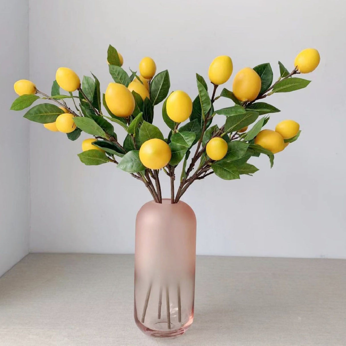 Artificial Lemon Branch 65cm Yellow Lemon Long Branches Leaves Green Plant for Living Room Model Room Decoration
