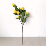 Artificial Lemon Branch 65cm Yellow Lemon Long Branches Leaves Green Plant for Living Room Model Room Decoration
