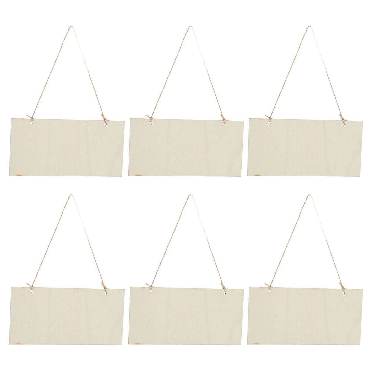 6pcs Blank Wooden Plaque Rectangle Decorative DIY Unfinished Wood Sign with Holes for Coffee Shop