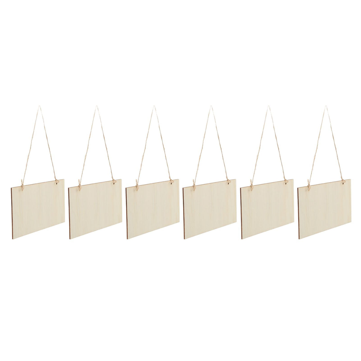 6pcs Blank Wooden Plaque Rectangle Decorative DIY Unfinished Wood Sign with Holes for Coffee Shop