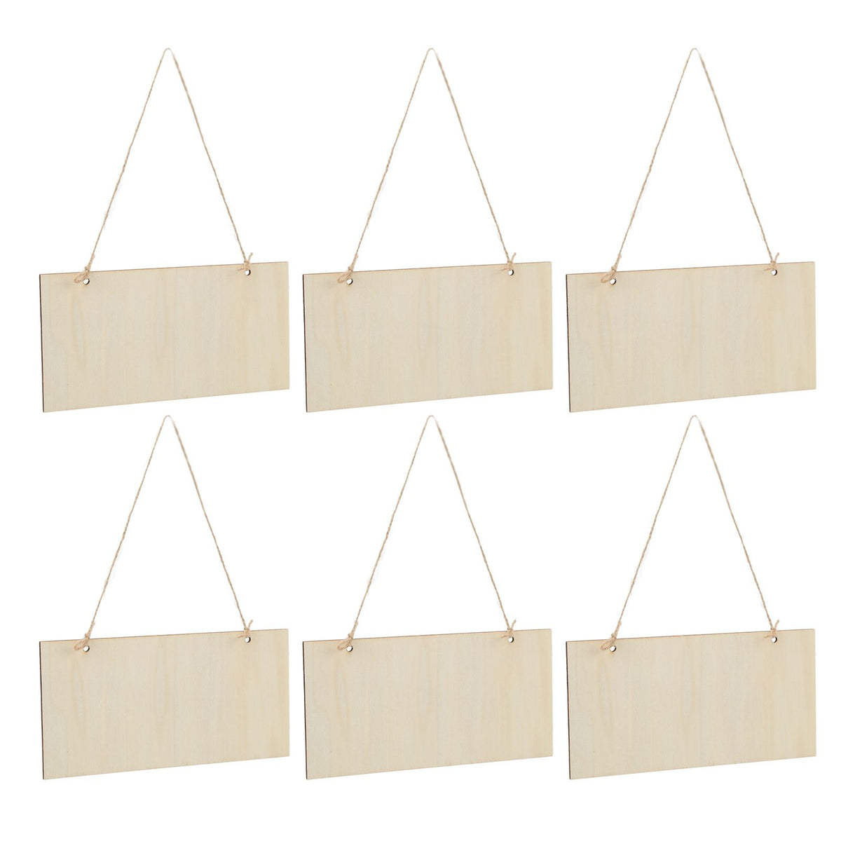 6pcs Blank Wooden Plaque Rectangle Decorative DIY Unfinished Wood Sign with Holes for Coffee Shop