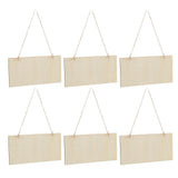 6pcs Blank Wooden Plaque Rectangle Decorative DIY Unfinished Wood Sign with Holes for Coffee Shop - Rear View