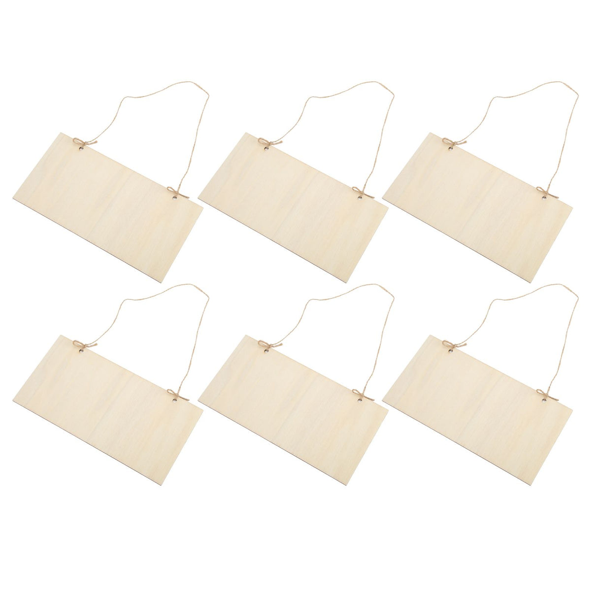 6pcs Blank Wooden Plaque Rectangle Decorative DIY Unfinished Wood Sign with Holes for Coffee Shop