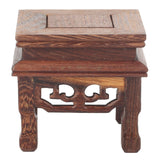 Wooden Display Stand Squared Stable Retro Style Durable Wood Widely Used Wooden Riser for Plant Teapot Jewelry - Close-Up Angle