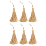6Pcs Natural Jute Tassels Simple Rustic Style Natural Jute Widely Used Bookmark Tassels for Jewelry Curtain Craft