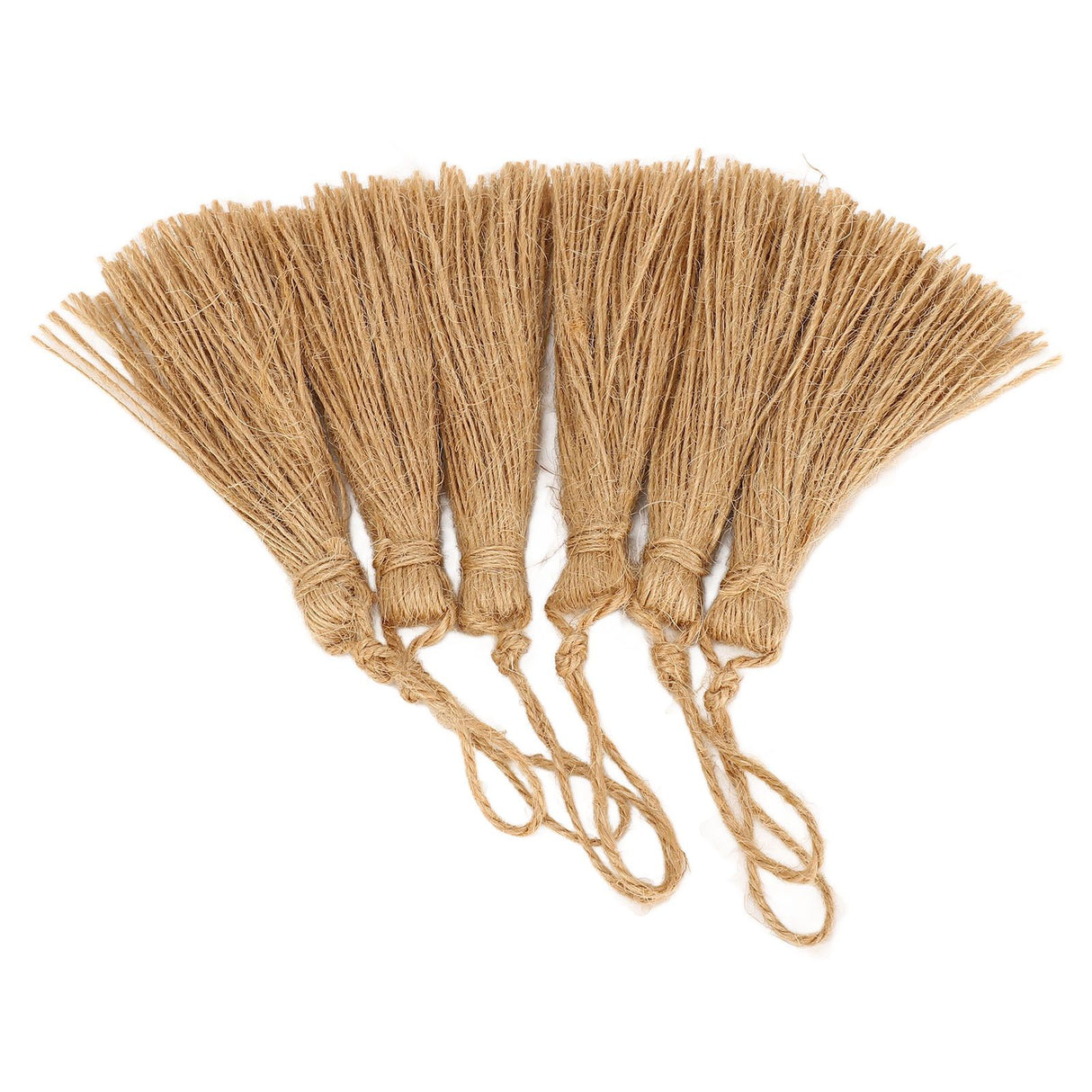 6Pcs Natural Jute Tassels Simple Rustic Style Natural Jute Widely Used Bookmark Tassels for Jewelry Curtain Craft