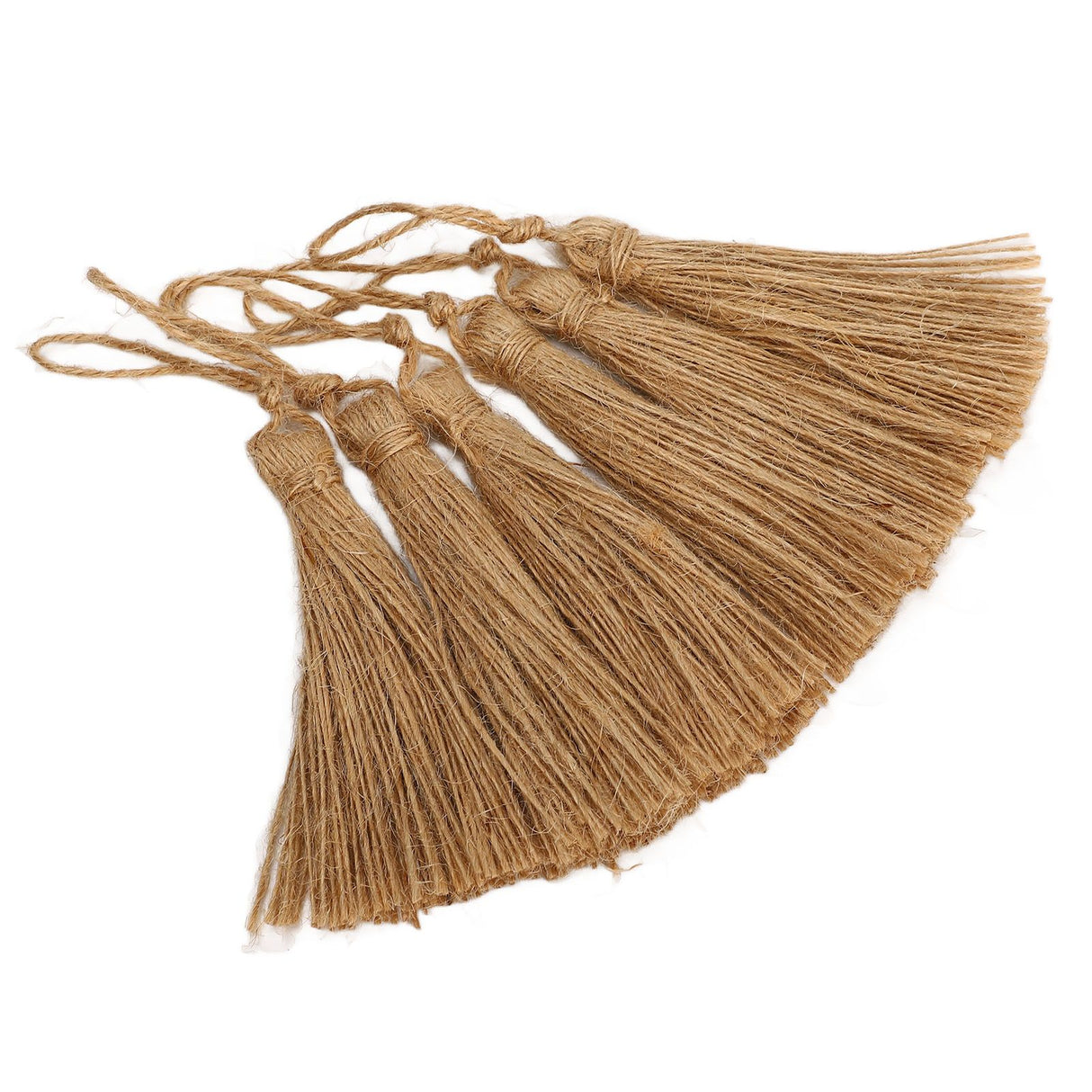 6Pcs Natural Jute Tassels Simple Rustic Style Natural Jute Widely Used Bookmark Tassels for Jewelry Curtain Craft